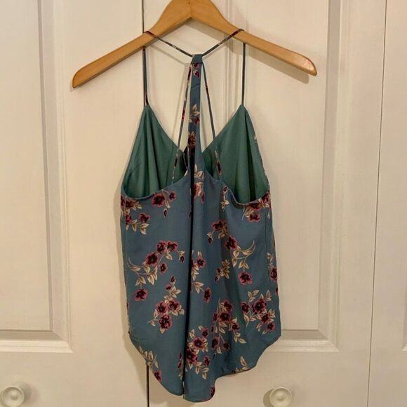 4SI3NNA Blue Pink Floral Racerback V Neck Sleeveless Cami Top Small - Picture 7 of 11
